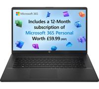 HP 17-cn0104na 17.3" Laptop - Intel® Pentium® Silver, 128GB SSD, 4 GB RAM - Jet Black - With Microsoft 365 Personal 12-month subscription, Black