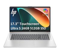 HP 17 Laptop AI PC (17.3" HD+ Touchscreen, Intel 12-Core Ultra 5 225U (> i7-1355U), 16GB DDR5 RAM, 512GB SSD) for Business, Home, Students, Backlit, Fingerprint, Webcam, Win 11 Pro, Silver