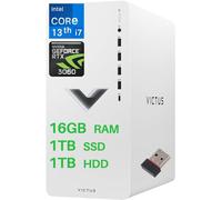 HP 2023 Newest Victus 15L Computer Gaming Desktop, Intel Core i7-13700 (16 Cores, Up to 5.2GHz), NVIDIA GeForce RTX 3060 Graphics, 16GB RAM, 1TB SSD, 1TB HDD, Tower PC, Wi-Fi 6, Windows 11 Home