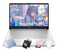 HP 2025 14 inch Everyday Laptop Computer for Student & Business - AI-Powered 1-Y Office 365 • Intel Quad-Core CPU • Ultra-Light • 16G RAM • 384G Storage (128G UFS+256G SD Card) • Win 11 Pro • Blue