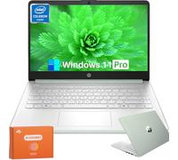 HP 2025 Laptop, Intel 4-Core N150(Beats N4120), 14" LED 250 nits, 16 GB RAM, 384 GB Storage(128GB UFS+256GB Micro SD), Webcam, WiFi, HDMI, Windows 11 Pro & Microsoft Copilot, Green, w/Accessories