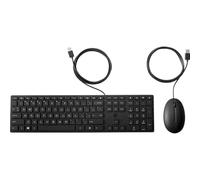 HP 225 - Keyboard and Mouse Set - Ambidextrous, 3-Zone Layout, Standard Key Path - Full Size - USB - White