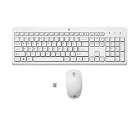 HP 230 Wireless Mouse and Keyboard Combo, quiet and comfortable keystrokes, Number Pad, QWERTY UK Layout, 1600 DPI Optical Mouse Sensor, 2.4GHz Wireless USB dongle included, White