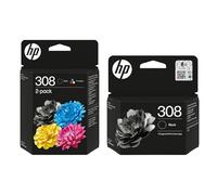 HP 2x 308 Black & 1x 308 Colour Ink Cartridge Envy 6122e 6532e 6520e 6132e 6530e 6120e 6110e 6558e 6110e 6130e All-in-One Printers