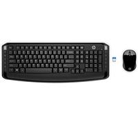 HP 300 Black 2.4 GHz USB Wireless Keyboard & Wireless Mouse Combo Set (UK Keyboard Layout) - Home Office Working for Computer PC Laptop Desktop