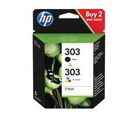 HP 303 2 Pack Tri-colour Black Original Ink Cartridge 3YM92AE HP3YM92AE