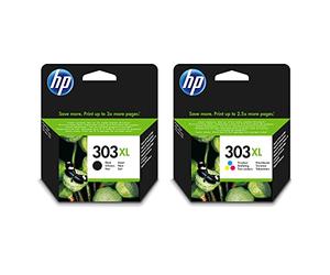 HP 303XL 3YN10AE Original Ink Cartridge 12/10ml (Black / White / Colour) 600/415 Pages (Black / White) (2 Pack)