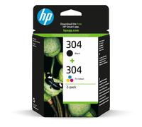 HP 304 Tri-colour and Black Original Ink Cartridge 3JB05AE, 2 Count (Pack of 1)