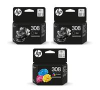 HP 308 2-Pack Black & 308 Colour Original Ink Cartridges - Combo Pack