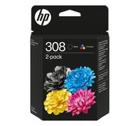 HP 308 2-Pack Black/Tri-color Original Ink Cartridge Combo