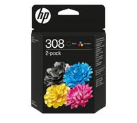 HP 308 2-Pack Black/Tri-color Original Ink Cartridge Combo