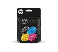 HP 308 Pack of 2 Original Ink Cartridges Black/Three Colours
