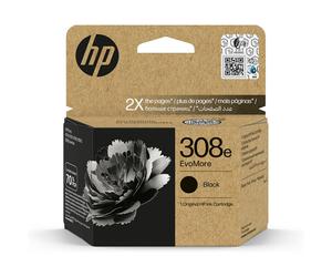 HP 308e EvoMore Black Original Ink Cartridge, Compatible with HP Envy 6120e Printer