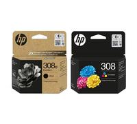 HP 308e (XL) Black & 308 Colour Original Ink Cartridges - Pack of 2