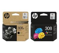 HP 308e (XL) Black & 308 Colour Original Ink Cartridges - Pack of 2 - For ENVY 6122e 6532e 6520e 6132e 6530e 6120e 6110e 6558e 6110e 6130e All-in-One Printers