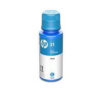 HP 31 | Ink Bottle | Cyan |Up to 8,000 pages per bottle|Works with HP Smart Tank Plus 651 and Smart Tank Plus 551 | 1VU26AN | Packaging May Vary