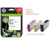 2x Yellow - No Cyan Genuine HP 364 Ink Cartridges For 5510 N9J73AE Black Magenta