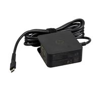 HP 45W USB Type-C AC adapter designed for HP notebooks with 5V/12V/15V DC output and wall-mount capability.