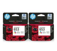 HP 653 Tri-color Genuine Ink Cartridge (3YM74AE) Deskjet 2875 2876 2878 (2 Pack)