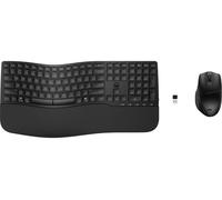 HP 680 Comfort Dual-Mode Keyboard/Mouse Combo | Wave shape keyboard with three adjustable angles | Quiet typing | 4D tilt wheel with fast scroll | HP Unifying Dongle