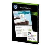 HP 6JR41AE 912 Officejet Value Pack, Cyan/Magenta/Yellow, Pack of 3