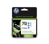 HP 712 Cyan Original Ink Cartridges 3-Pack | Compatible with DesignJet T650, 29 ml (3ED77A)