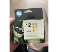 HP 712 3ED79A 3-pack Yellow 29-ml Genuine HP Ink Cartridge with Original HP Ink
