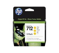 HP 3ED79A Original HP 712 Yellow 3 Pack Ink Cartridges - 3ED79A Designjet Ink, 29ml Each