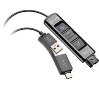 Poly DA85-M USB-to-QD Adapter - USB-A/USB-C, Acoustic Hearing Protection, Teams optimized, Black, TAA