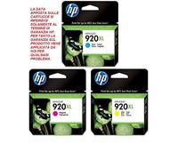 HP 920 XL Ink Cartridges - Cyan, Magenta, Yellow - 3 Pack - Compatible with HP Officejet 6000, 6500, 7000 series, 6500A, 7500A wf, 6500A Plus - Expired but 100% Guaranteed