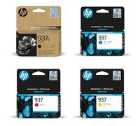 HP 937e (XL) Black & 937 Standard Capacity Printer Ink Cartridge Cyan/Magenta/Yellow 4-pack, Compatible with OfficeJet Pro 9122e 9135e 9125e 9132e 9730e 9120e 9720e 9120b 9117b 9110b 9130b Series