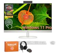 HP All in One Desktop Computer 27 Inch, AMD Ryzen 5 7520U, AMD Radeon Graphics, 16GB DDR5, 2TB SSD, FHD (1920 x 1080) Anti-glare Touchscreen, Wi-Fi 6, Windows 11 Pro, Headphone and Mouse Accessory Kit