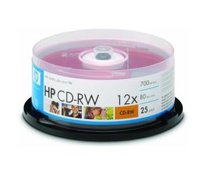 HP CD-RW 4x-12x Blank Discs (80 Minutes/700 MB) - 25 Disc Cake Box