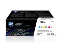 HP CF370AM 305A Original LaserJet Toner Cartridges, Cyan/Magenta/Yellow, Multipack (Packaging may vary)
