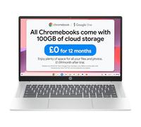 HP Chromebook 14" | Intel Processor N100 Processor| 4 GB RAM | 128 GB Flash Storage | Intel UHD Graphics | HD Display | Up to 12hrs battery | Chrome OS | Dual Speakers | Glacier Silver | 14a-nf0002sa