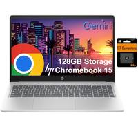 HP Chromebook Laptop 15 ( 15.6" Anti-Glare, Intel N200 (> i3-1115G4), 8GB DDR5 RAM, 128GB Storage (64GB eMMC + 64GB SD Card), Numeric KB) Home & Student, Webcam w/Shutter, Wi-Fi, Chrome OS, Silver