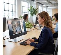 HP E24mv G4 FHD Conferencing Monitor 23.8” Full HD IPS conferencing monitor with integrated webcam, microphones and speakers, designed for efficient