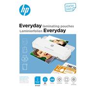 HP Everyday Laminating Pouches Starter Kit 80 Micron Glossy Transparent Hot Laminating Pouches Pack of 100 9158