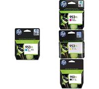 HP F6U16AE, F6U17AE, F6U18AE, L0S70AE 953XL High Yield Original Ink Cartridges, Black/Cyan/Magenta/Yellow, Bundle, Pack of 4