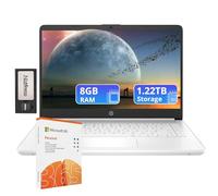 HP Flagship 14" HD Laptop with 1 Year Office 365 | 8GB RAM | 1.22TB Storage(64GB EMMC & 160GB Docking Station Set & 1TB Cloud Storage) | Intel Celeron Processor | Webcam | Win 11s | White