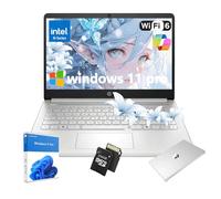 HP Flagship Everyday Laptop Computer - Intel Quad-Core (up to 3.4GHz) • Lightweight • w/256G SD Card for Student & Business • Win 11 Pro & AI-Powered • 16G RAM • 128G UFS • Silver