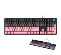 HP GK400F Mechanical Gaming Keyboard Wired Brown Switch LED Backlit 104Keys | Full-Size Anti-Ghosting | Metal Panel ABS Keycaps | Ergonomic Design for Office & PC Gaming | Computer Keyboard | Black Pink