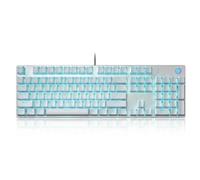 HP GK400F Wired Mechanical Gaming Keyboard - Wired USB 104-Key Full Size, Brown Mechanical Switches, Blue Backlit, Compatible with Desktop and Laptop (Silver+White)