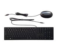 HP Keyboard Mouse Set 320MK USB Wired Black Slim Quiet QWERTZ German Swiss PL