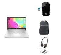 HP Laptop Full Solution Bundle 14" Laptop Intel i3-1215U, 8GB RAM, 256GB SSD 200 Wireless Mouse, 15.6" Backpack & Poly Blackwire 3220 Headset