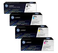 HP 305X/305A Full Set Original Laser Toner Cartridges (4 Pack)