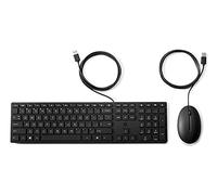 HP Keyboard Mouse Set 320MK USB Wired Black Slim Quiet QWERTZ German Swiss PL