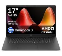 HP OmniBook 3 | 17.3" | 1920 x 1080 pixels | AMD Ryzen 3 | 8GB 256GB SSD Fast Charge | Dual Speakers | Camera Shutter | 17-dp0001sax