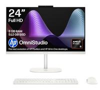 HP OmniStudio All-in-One Desktop PC | AMD Ryzen 5 40 | 8GB RAM | 512GB SSD | AMD Radeon 610m Graphics | 24” Full HD Display | Dual Speakers | Wireless Keyboard & Mouse | Windows 11 | White | 24-cv0000sa