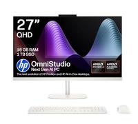 HP OmniStudio Next Gen AI 27” AIO PC | Ryzen AI 7 445 | 16GB RAM | 1TB SSD | 50 TOPS NPU | Radeon 840M Graphics | 27” QHD Display | Dual Speakers | Wireless Keyboard & Mouse | Windows 11 | 27-cw0001sa